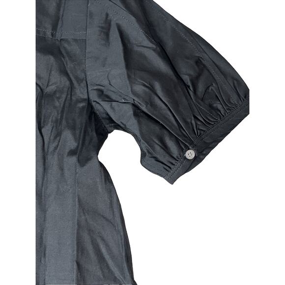 J Crew Delilah Dress in Cotton Poplin Petite Small Black Mini Ruffle Shirtdress - Picture 4 of 10